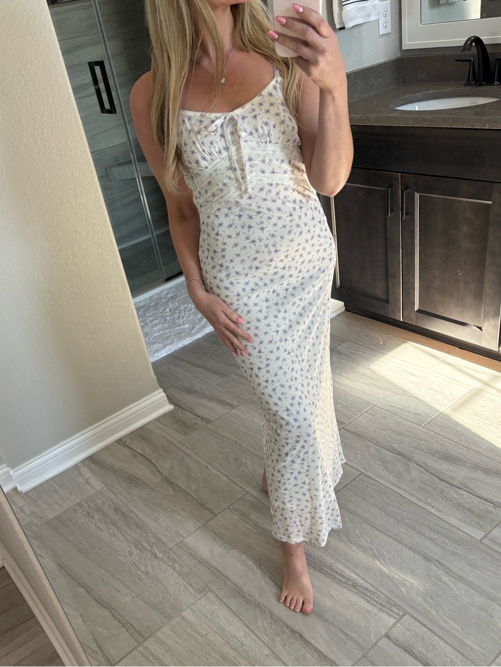 Floral Slip Dress with Lavender Print